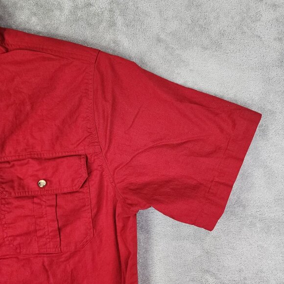 Mens Red R&R Outdoors Shirt Short Sleeve Button Up 100% Cotton Size M - Picture 5 of 11
